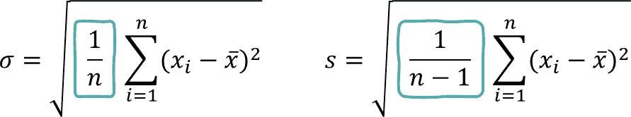 Different Standard Deviation Formulas